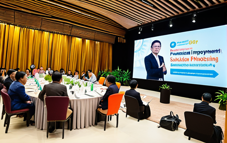 **

"A vibrant scene at a social impact investment conference in Bangkok. Thai investors, entrepreneurs, and NGO representatives network, discussing sustainable solutions for education, environmental conservation, and healthcare. Modern, eco-friendly event space with Thai design elements."

**